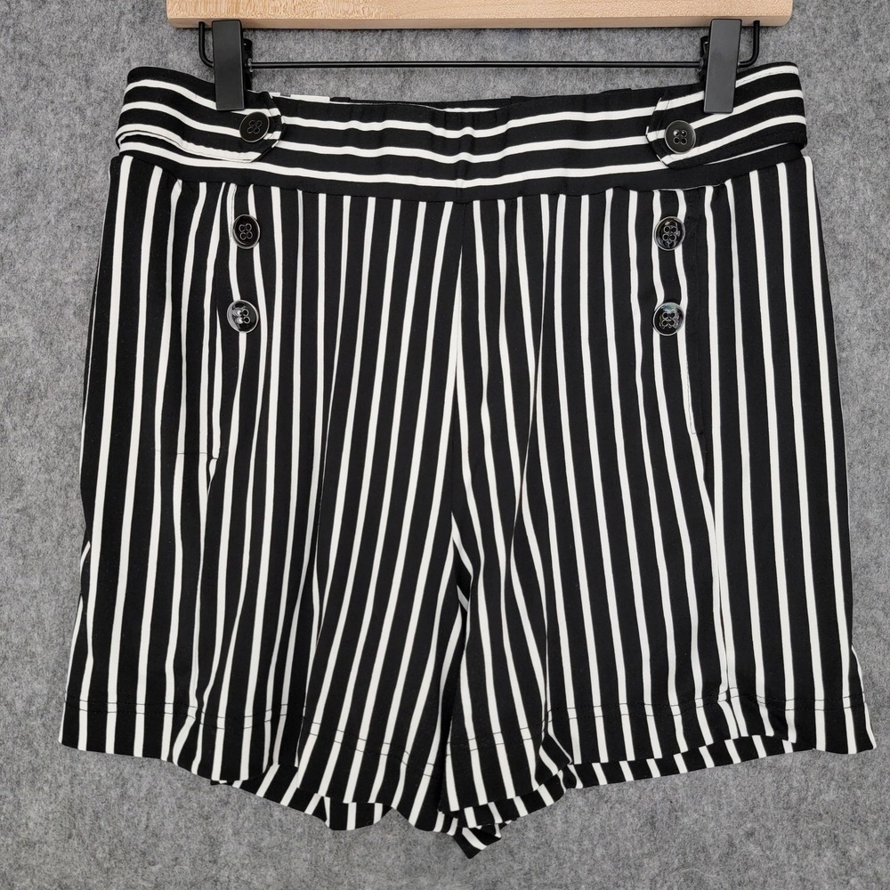 Robert Louis Shorts Womens‎ Large Black Striped Sailor Button Front Nautical
